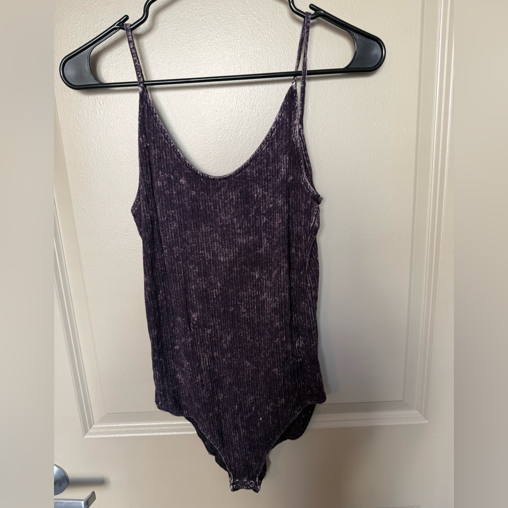 American Eagle Outfitters Dark Purple Ribbed Bodysuit